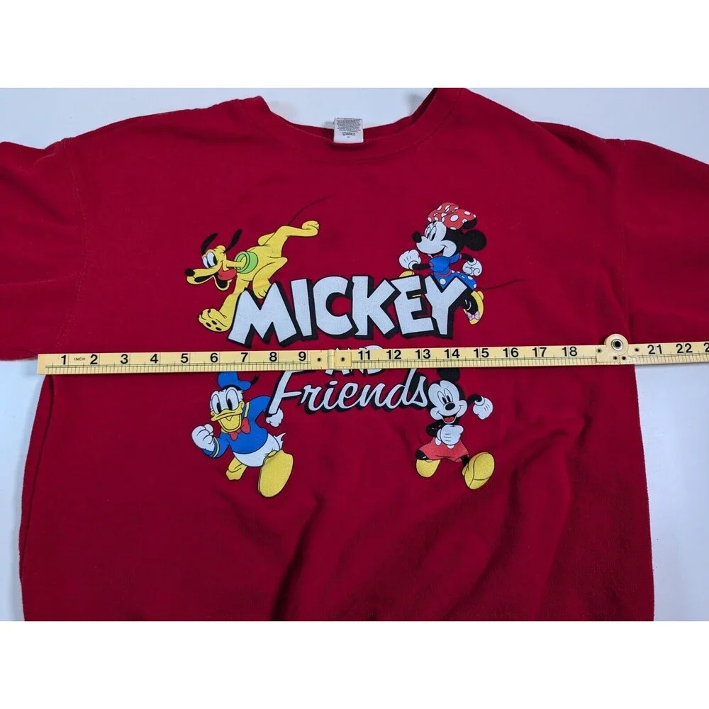 Disney Mickey and Friends Pullover Red sweater crew neck Large EUC